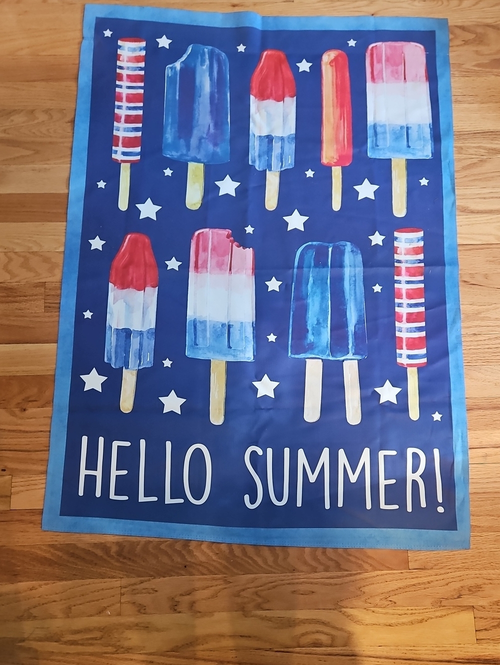 Hello Summer! Popsicle Party Banner - Blue Red White Design